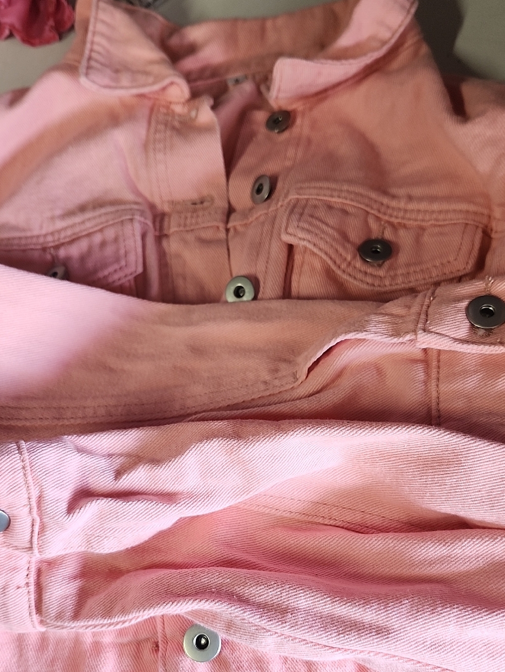 Girls' Pink Denim Jacket - Classic Button Front Smqll Ptp 15